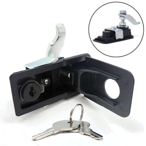 Adjustable Black Paddle Entry Door Latch & Keys Tool Box Lock for Trailer / Yacht / Truck, 1 PCS
