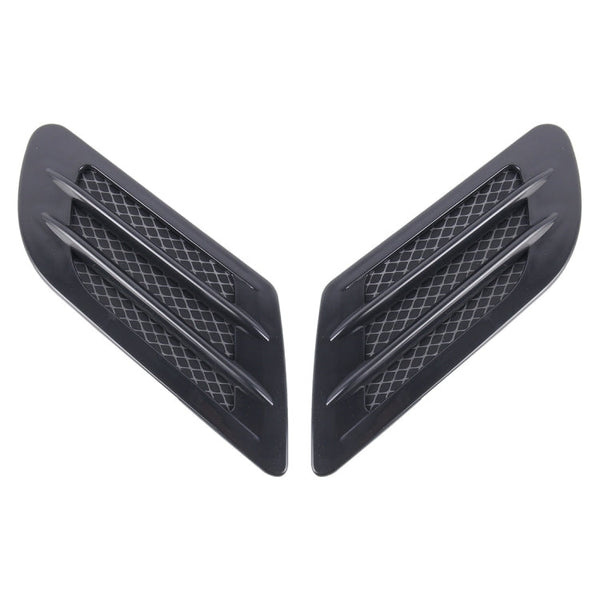 2 PCS Euro Style Plastic Decorative Air Flow Intake Turbo Bonnet Hood Side Vent Grille Cover With Self-adhesive Sticker