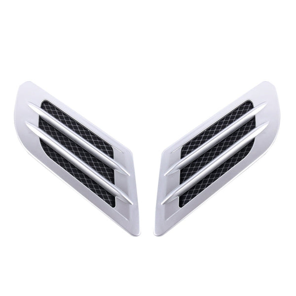 2 PCS Euro Style Plastic Decorative Air Flow Intake Turbo Bonnet Hood Side Vent Grille Cover With Self-adhesive Sticker
