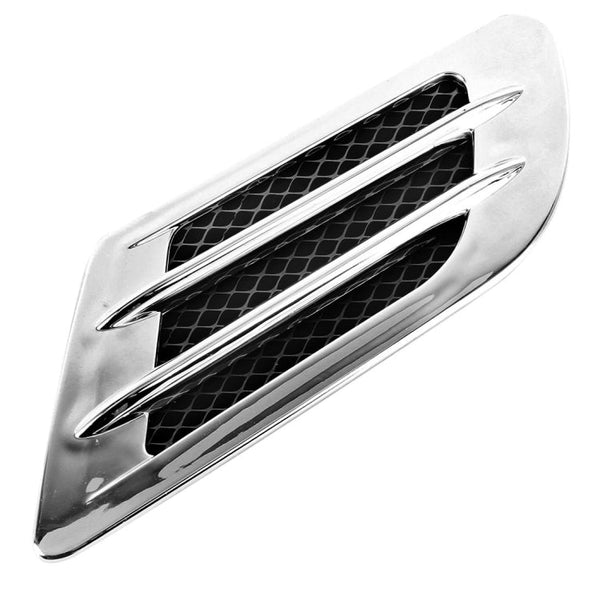 2 PCS Euro Style Plastic Decorative Air Flow Intake Turbo Bonnet Hood Side Vent Grille Cover With Self-adhesive Sticker