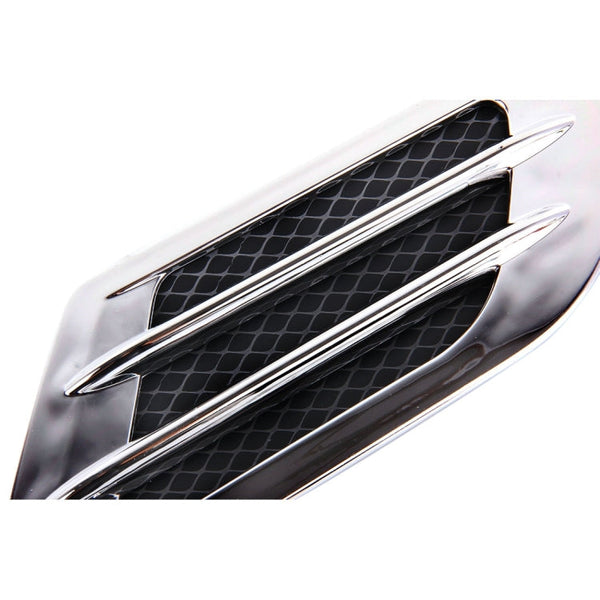 2 PCS Euro Style Plastic Decorative Air Flow Intake Turbo Bonnet Hood Side Vent Grille Cover With Self-adhesive Sticker