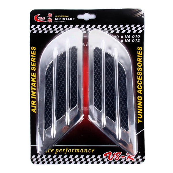 2 PCS Euro Style Plastic Decorative Air Flow Intake Turbo Bonnet Hood Side Vent Grille Cover With Self-adhesive Sticker