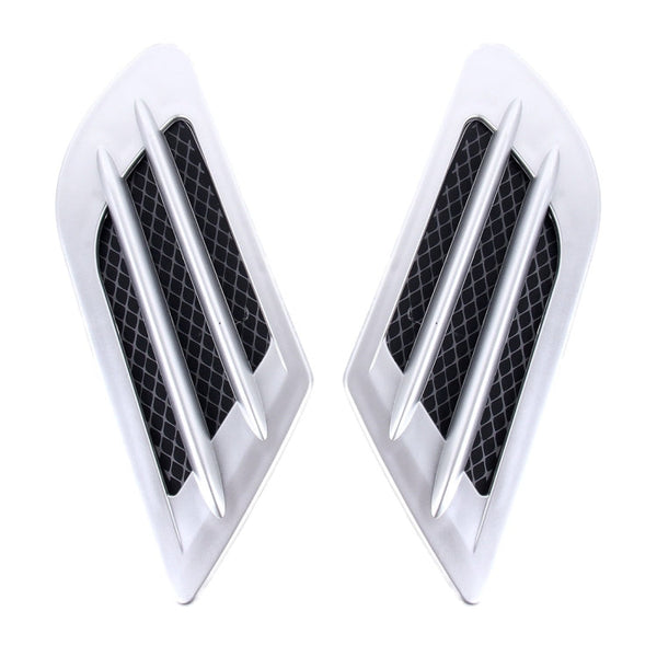 2 PCS Euro Style Plastic Decorative Air Flow Intake Turbo Bonnet Hood Side Vent Grille Cover With Self-adhesive Sticker