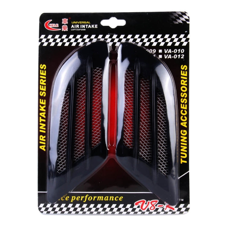 2 PCS Euro Style Metal Decorative Air Flow Intake Turbo Bonnet Hood Side Vent Grille Cover with Self-adhesive Sticker