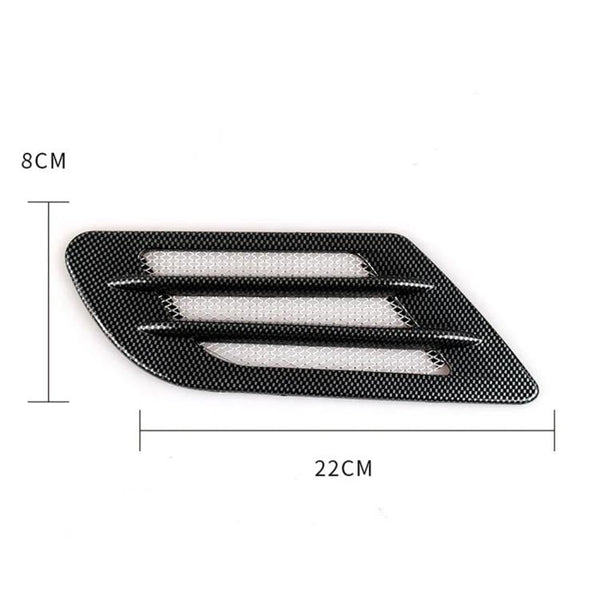 2 PCS Euro Style Metal Decorative Air Flow Intake Turbo Bonnet Hood Side Vent Grille Cover with Self-adhesive Sticker