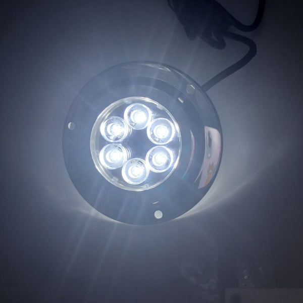 DC 10-30V 12W IP68 316 Stainless 6 LEDs White Light Underwater Light Boat High Power Bright for Marine / Yacht, 12W White Light