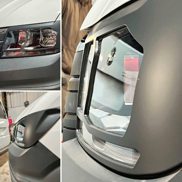 For VW Crafter New Shape Headlight Guards – Hammerite Ultimate Matte Black – Premium Protection | Van-X