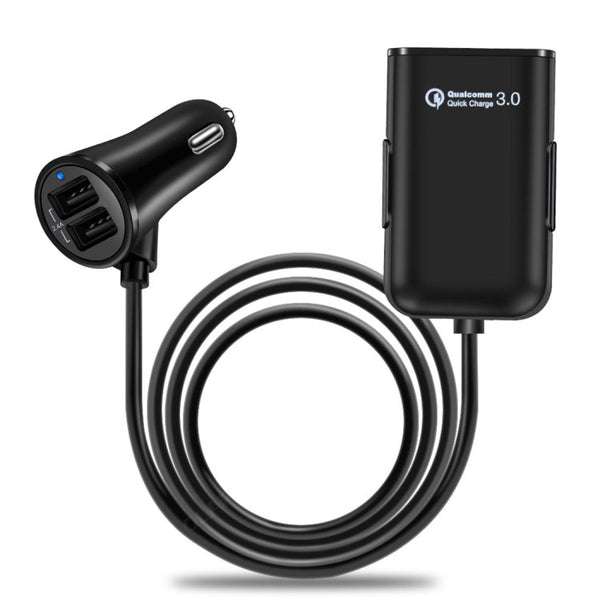 HMQ-C801 1.8m 8A Max 4 Ports USB Car Charger with Extending USB HUB for Front & Back Seat Charging