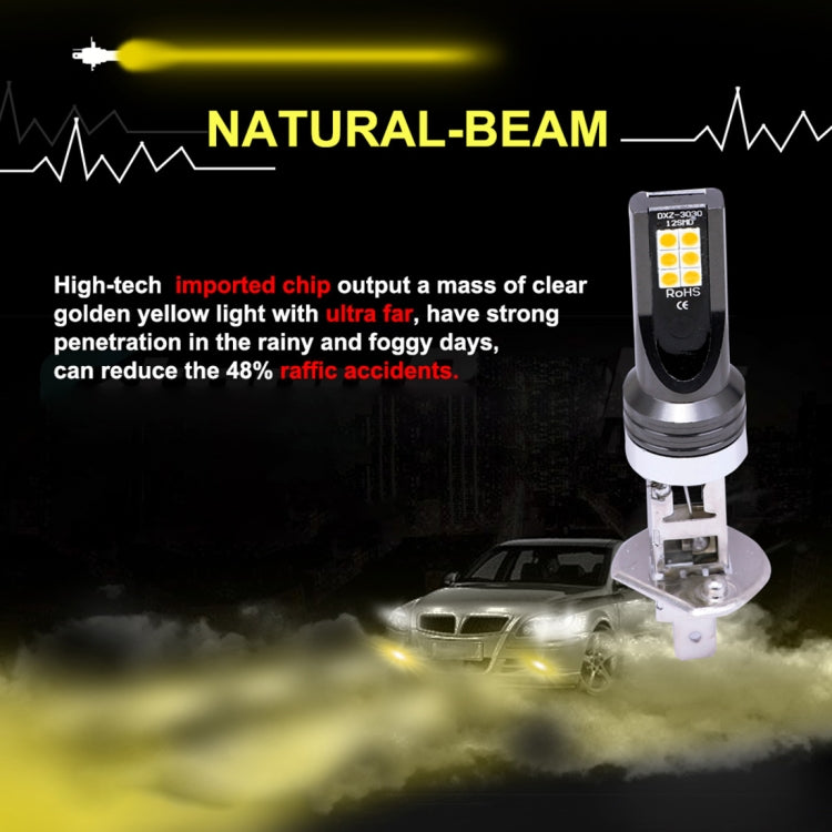 2 PCS H1 DC12V-24V / 12W / 3000K / 800LM 12LEDs SMD-3030 Car LED Fog Light