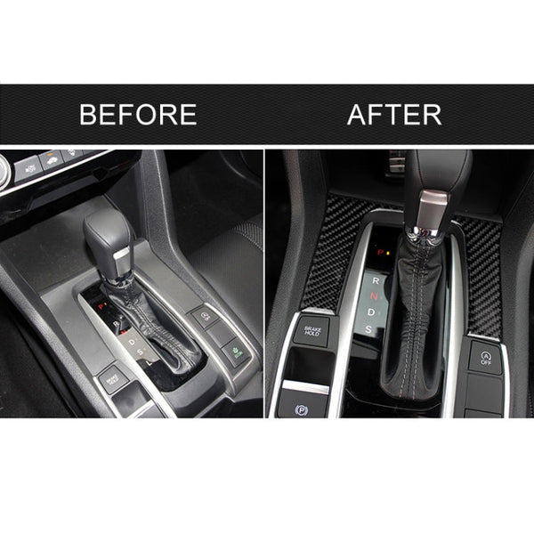 Car Carbon Fiber Gear Position Panel Decorative Sticker for Honda Tenth Generation Civic 2016-2019
