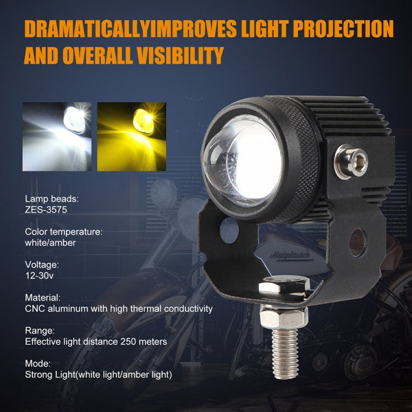 2 PCS DC9-36V / 20W / 6000K / 3000K / 2000LM Motorcycles Double Color Headlights / Fog Light