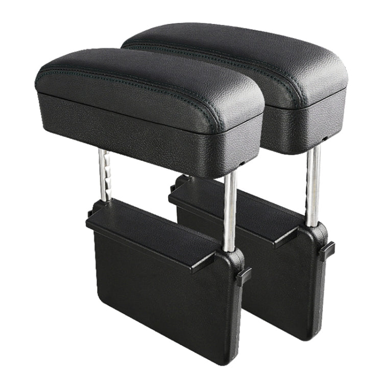 2 PCS Universal Car PU Leather Wrapped Armrest Box Cushion Car Armrest Box Mat with Storage Box