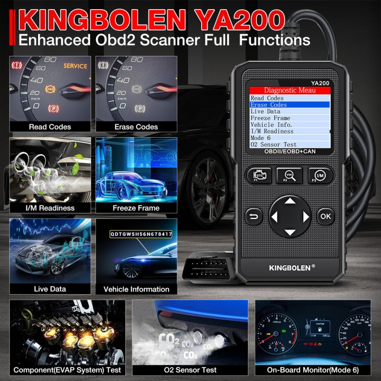 KINGBOLEN YA200 OBD2 Car Fault Diagnosis Tool Fault Analyzer, YA200