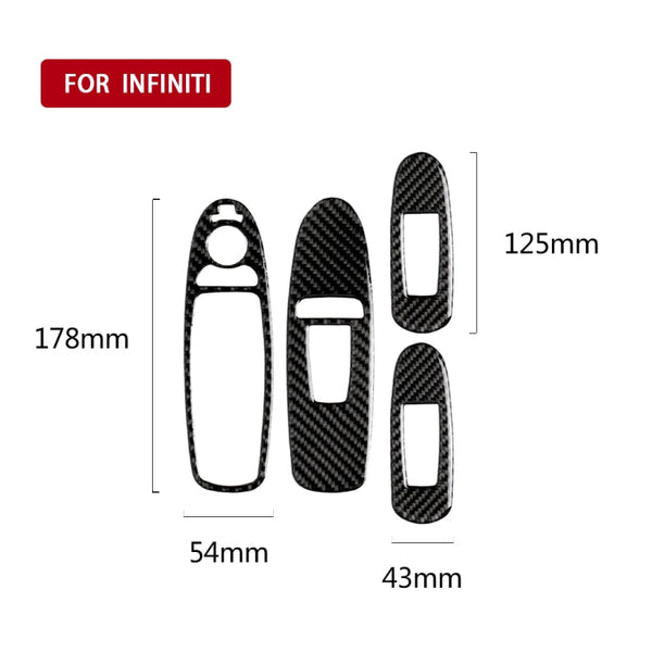 4 PCS Car Carbon Fiber Window Lift Panel Decorative Sticker for Infiniti Q50 2014-2020, Left Drive