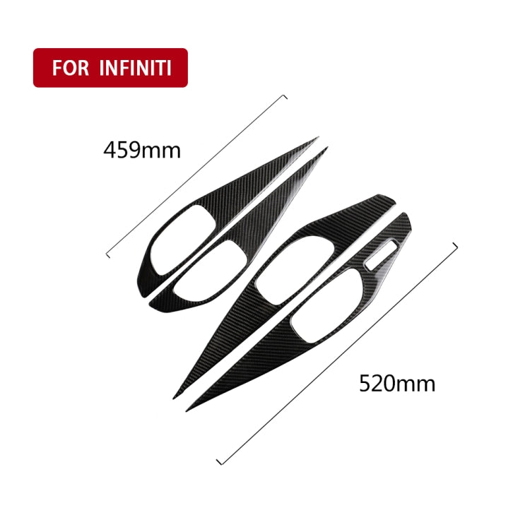 4 PCS Car Carbon Fiber Door Inner Handle Panel Decorative Sticker for Infiniti Q50 2014-2020, Left Drive