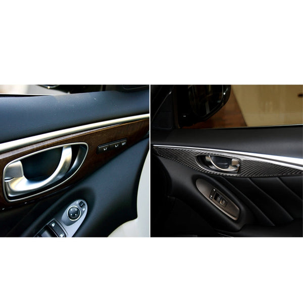 4 PCS Car Carbon Fiber Door Inner Handle Panel Decorative Sticker for Infiniti Q50 2014-2020, Left Drive