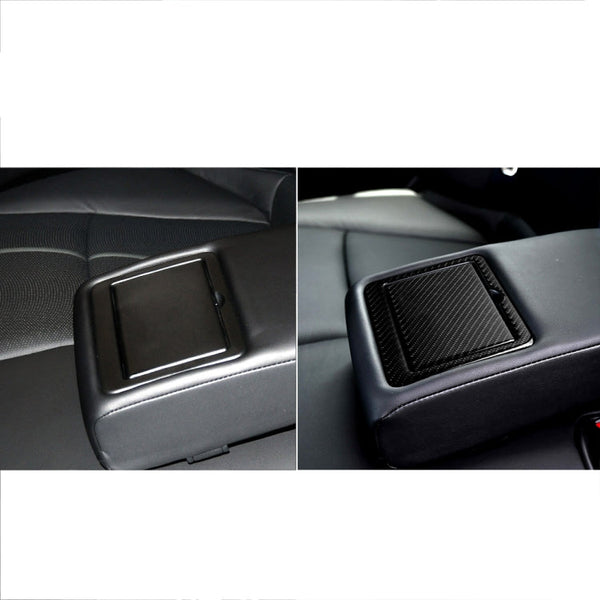 2 PCS Car Carbon Fiber Rear Water Cup Holder Panel Decorative Sticker for Infiniti Q50 / Q60 2014-2020