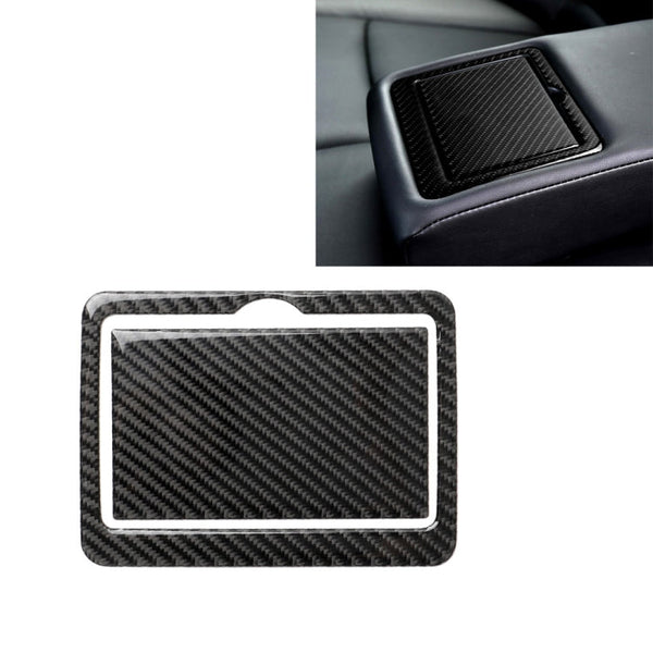 2 PCS Car Carbon Fiber Rear Water Cup Holder Panel Decorative Sticker for Infiniti Q50 / Q60 2014-2020
