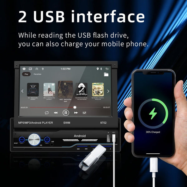 SWM 9702 Car HD 7 inch Android Radio Receiver MP5 Player, Support FM & Bluetooth & GPS & WiFi