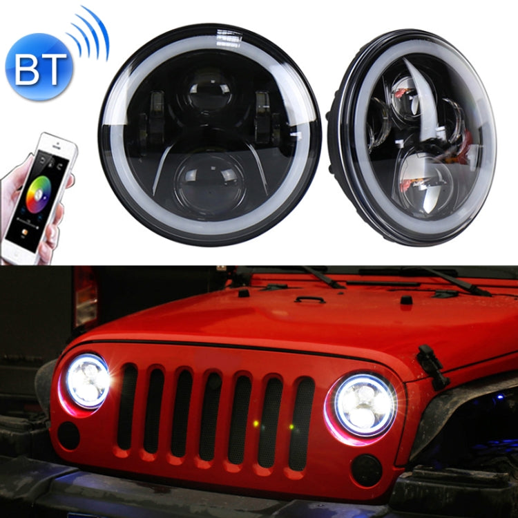 2 PCS 7 inch DC12V 6000K-6500K 50W Car LED Headlight Cree Lamp Beads for Jeep Wrangler / Harley, Support APP + Bluetooth Control, DC12V 6000K-6500K 50W