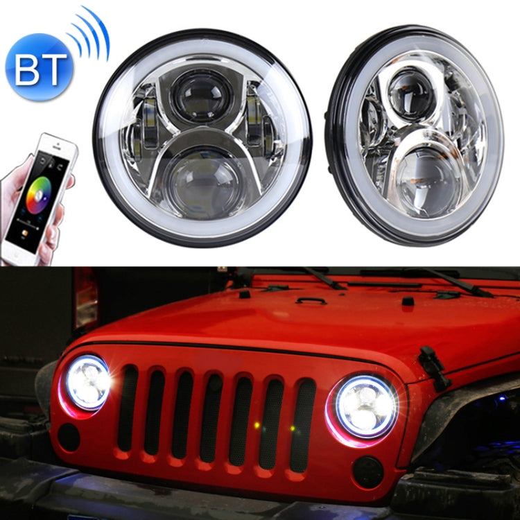 2 PCS 7 inch DC12V 6000K-6500K 50W Car LED Headlight Cree Lamp Beads for Jeep Wrangler / Harley, Support APP + Bluetooth Control, DC12V 6000K-6500K 50W