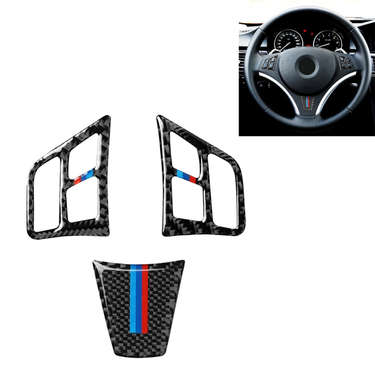 3 in 1 Car Carbon Fiber Tricolor Color Steering Wheel Button Decorative Sticker for BMW 3 Series E90 2005-2012, Left and Right Drive Universal, For BMW 3 Series E90 2005-2012(Tricolor,A)
