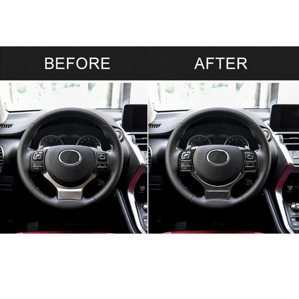 4 in 1 Car Carbon Fiber Steering Wheel Button Decorative Sticker for Lexus IS250 NX200 200t 300h, Left and Right Drive Universal, For Lexus IS250 NX200 200t 300h