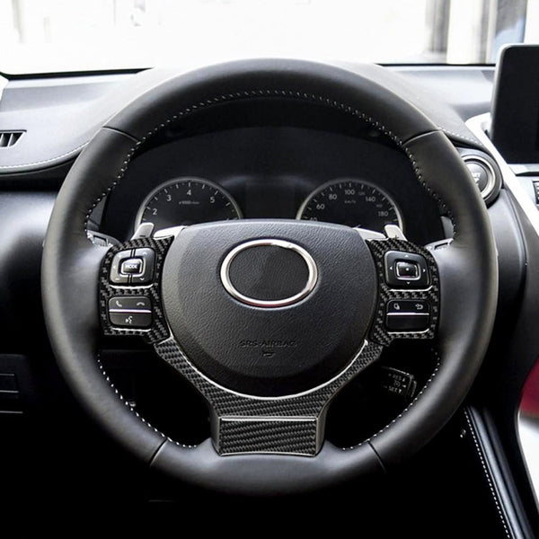 4 in 1 Car Carbon Fiber Steering Wheel Button Decorative Sticker for Lexus IS250 NX200 200t 300h, Left and Right Drive Universal, For Lexus IS250 NX200 200t 300h