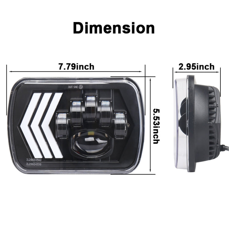 2 PCS 5X7 inch Car Modified Red Background LED Square Headlamp for Jeep Wrangler, For Jeep Wrangler(5X7 inch)