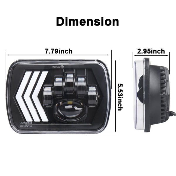 2 PCS 5X7 inch Car Modified Red Background LED Square Headlamp for Jeep Wrangler, For Jeep Wrangler(5X7 inch)