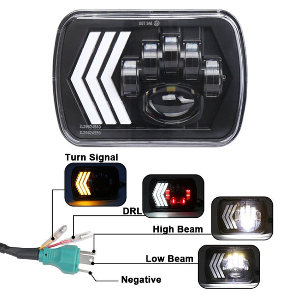 2 PCS 5X7 inch Car Modified Red Background LED Square Headlamp for Jeep Wrangler, For Jeep Wrangler(5X7 inch)