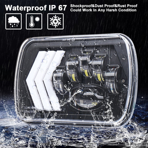 2 PCS 5X7 inch Car Modified Red Background LED Square Headlamp for Jeep Wrangler, For Jeep Wrangler(5X7 inch)