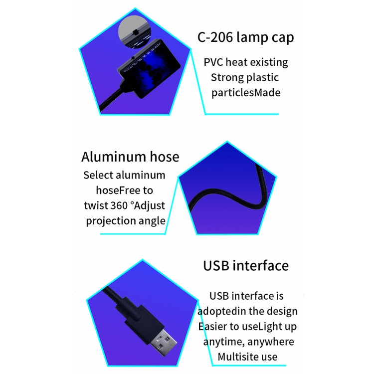 5V 0.1W IPX4 Car Rotating Star Lights Starry Sky Atmosphere Lamp