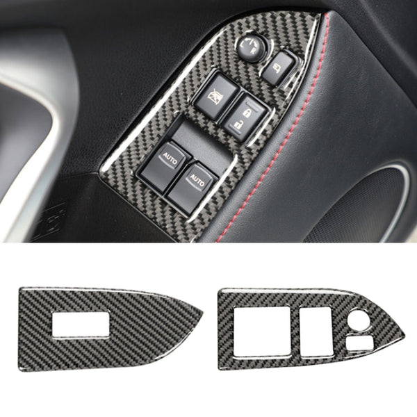 Car Carbon Fiber Window Glass Lifting Panel Decorative Sticker for Subaru BRZ / Toyota 86 2013-2017, Left Drive