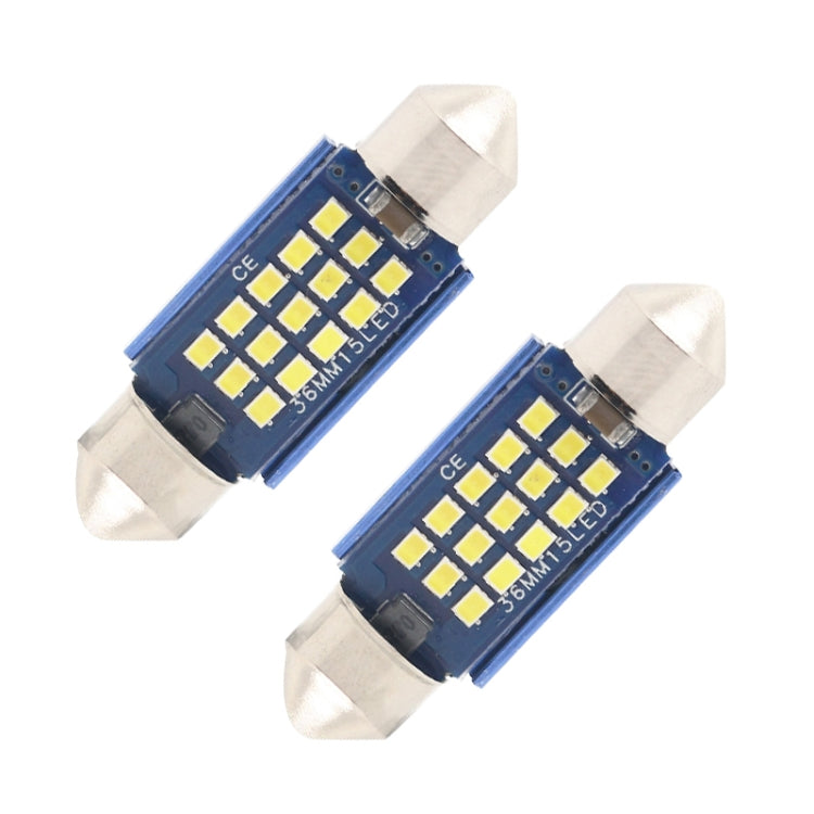 2pcs 36mm DC12-24V / 1W / 6000K / 60LM 15LEDs SMD Car Reading Lamp Dome Light