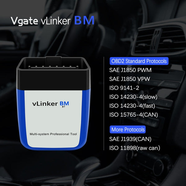 Vgate VLINKER BM V2.2 Bluetooth 3.0 Android Phone Car OBD Fault Diagnosis Detector