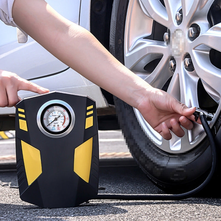 Car 12V Portable Inflatable Cylinder Pedal Pointer Air Pump with Light & Tool Box, Pointer with Tool Box