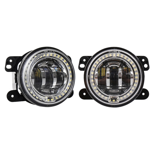 2 PCS DC12V-30V / 30W / 3A / 1440LM 12LEDs  4 inch Car LED Colorful Fog Light, Style: White Background, Style: White Background (White Light), Style: White Background (Yellow Light)