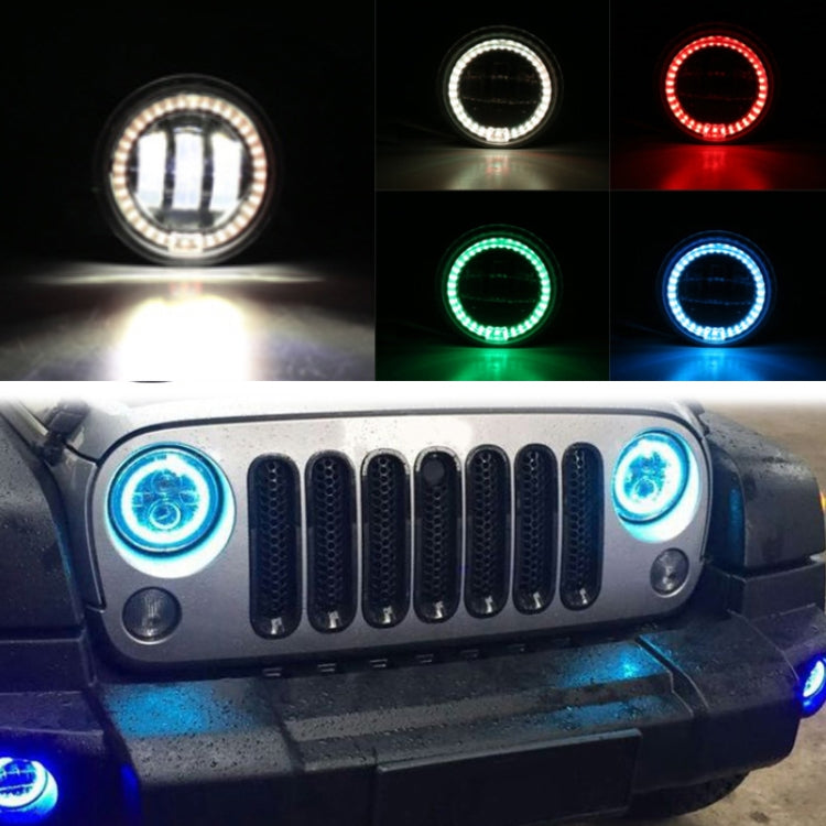 2 PCS DC12V-30V / 30W / 3A / 1440LM 12LEDs  4 inch Car LED Colorful Fog Light, Style: White Background, Style: White Background (White Light), Style: White Background (Yellow Light)