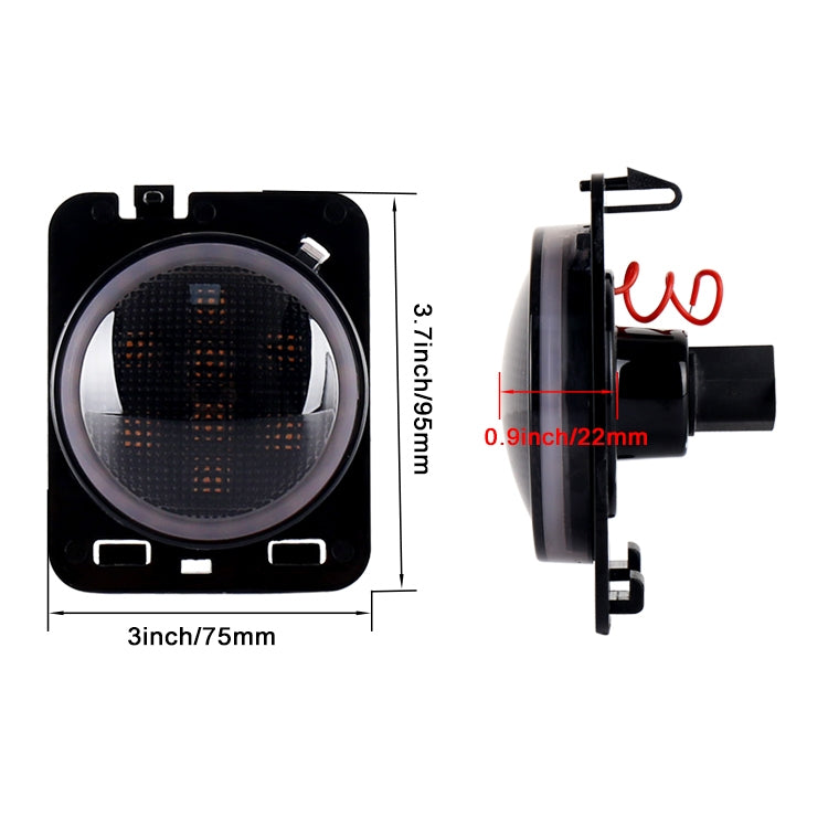 2 PCS 8W DC 12V Car SUV Refit LED Wheel Eyebrow Turn Signal for Jeep Wrangler JK 07-17, Specification: Butt Assembly with Aperture