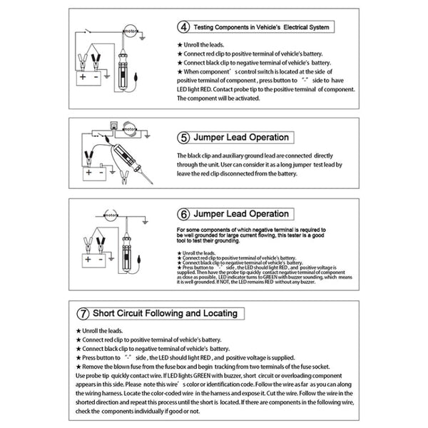 DUOYI DY18 Car Circuit Tester Probe Diagnostic Tool 12V 24V Current Voltmeter, DY18