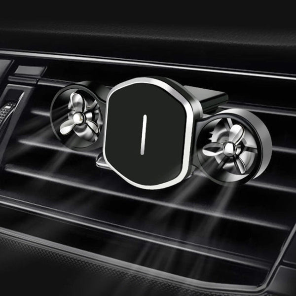 Car Dual-turbo Air Outlet Magnetic Mobile Phone Holder with Aromatherapy