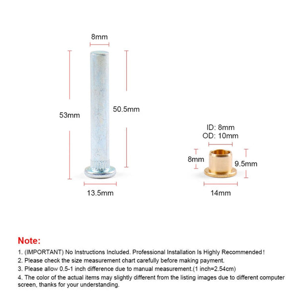 Car Door Hinge Pin Bushing Repair Kit for Nissan Navarra 1997-2005, BX101809