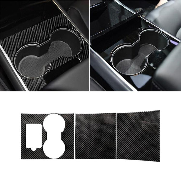 3 PCS Carbon Fiber Car Central Control Decorative Sticker for Tesla Model 3