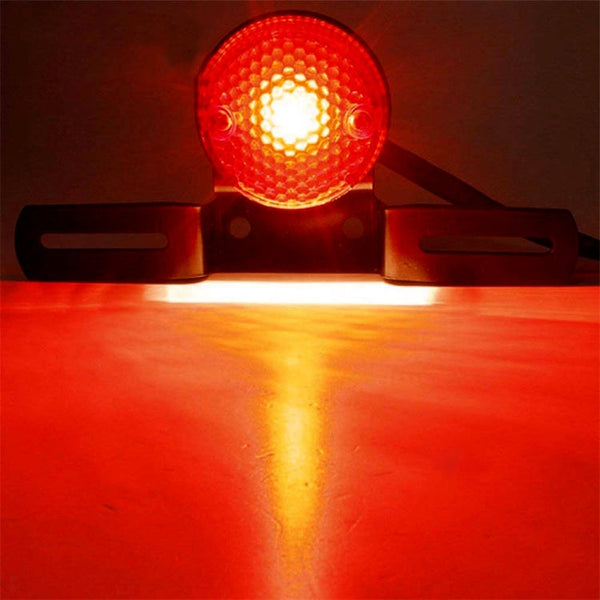 2 PCS Motorcycle Retro Round Brake Light with License Plate Holder