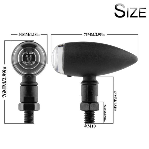 2 PCS KC805 Motorcycle Retro Metal Turn Signal Light