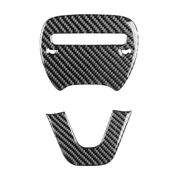 2 PCS / Set Carbon Fiber Car Steering Wheel Logo + Chin Decorative Sticker for Dodge Challenger 2015 to Now, Left Driving