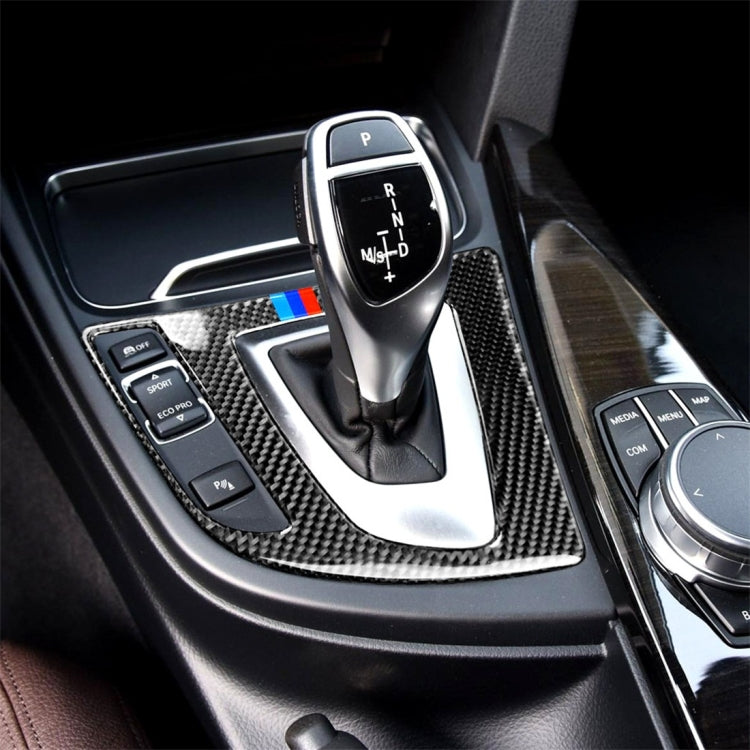Three Color Carbon Fiber Car Gear Panel Decorative Sticker for BMW (F30) 2013-2017 / (F34) 2013-2017, Sutible for Left Driving