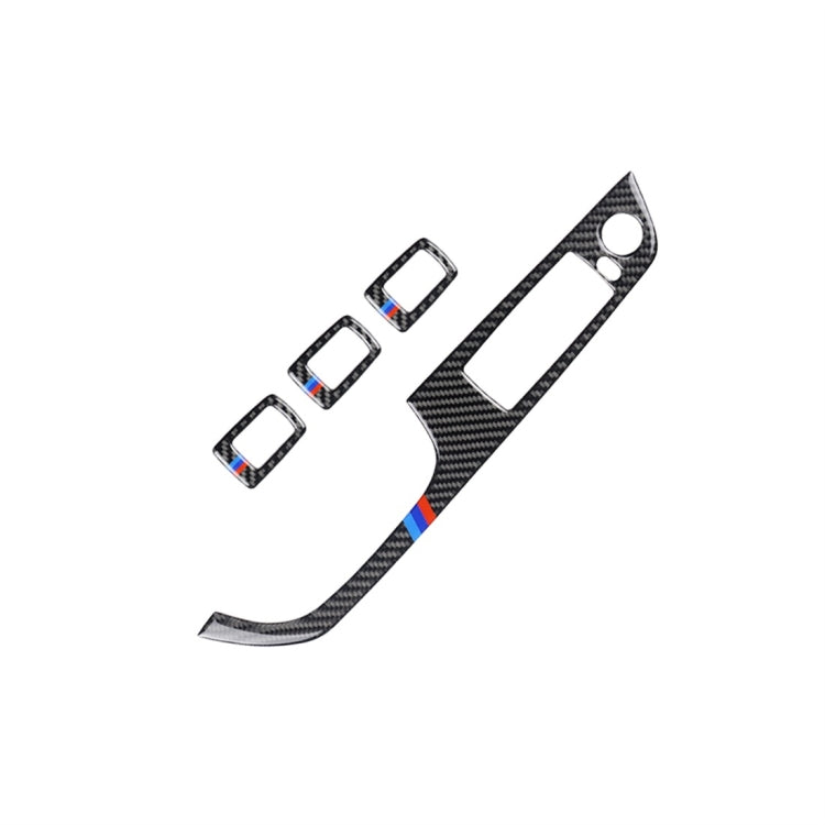 4 PCS Three Color Carbon Fiber Car Left Driving Lifting Panel Decorative Sticker without Folding for BMW E90 / 320i / 325i, Diameter: 37.8cm