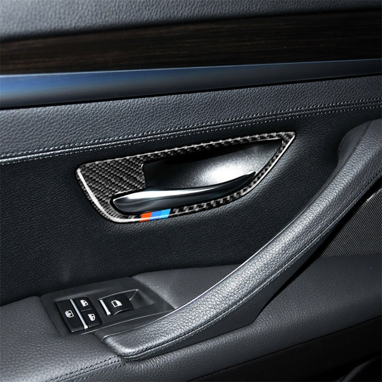 4 PCS Carbon Fiber Car Door Handle Frame Decorative Sticker for BMW 5 Series F10 2011-2017